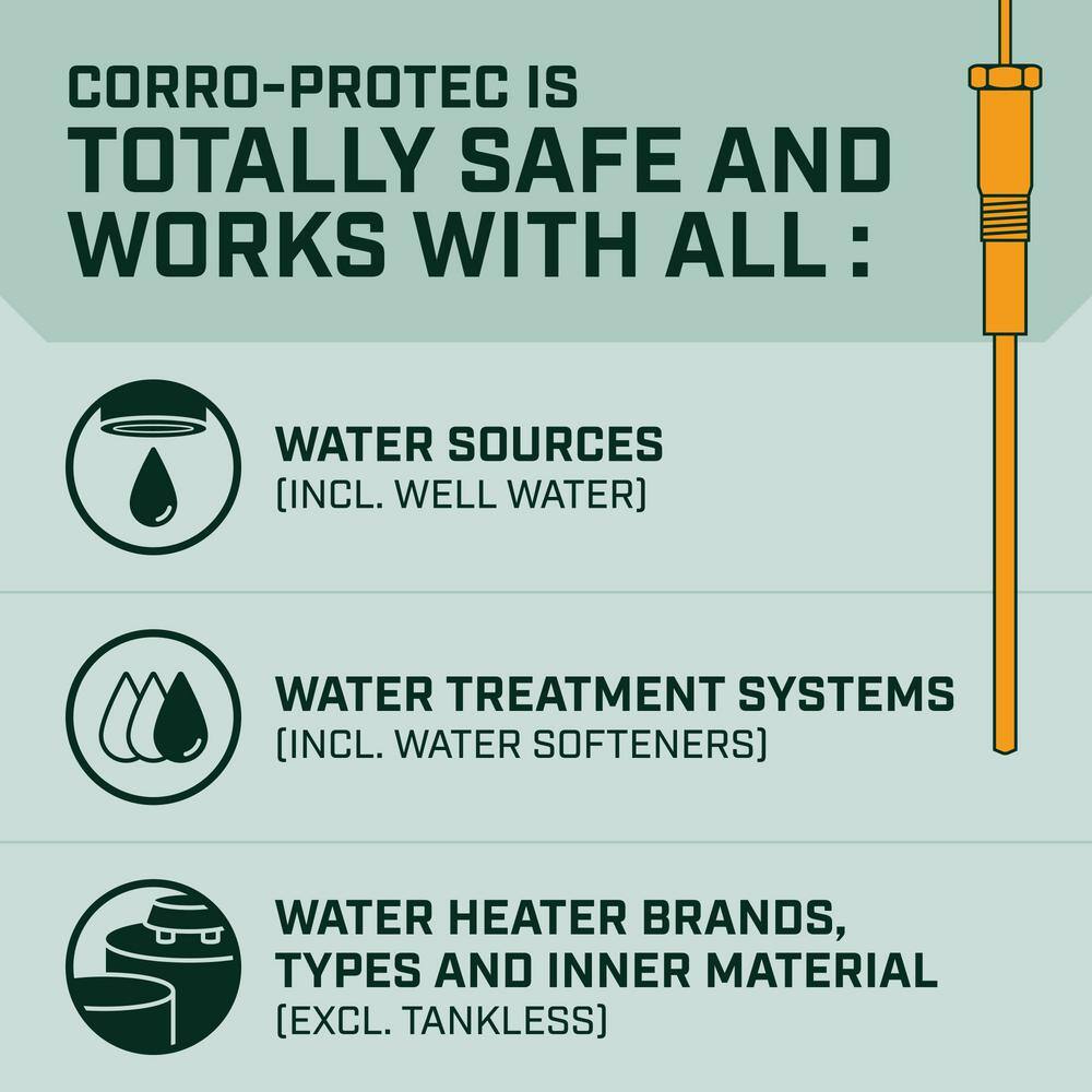CORRO-PROTEC Powered Anode Rod For 90-120 Gal. Residential Water Heater