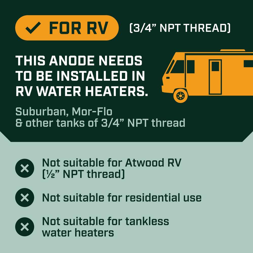 CORRO-PROTEC Powered Anode Rod For RV Suburban Hot Water Heater