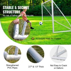 SKYSHALO Portable Soccer Goal, 12 x 6 ft. Soccer Net, Adults Kids Backyard Soccer Net, Large Practice Soccer Net