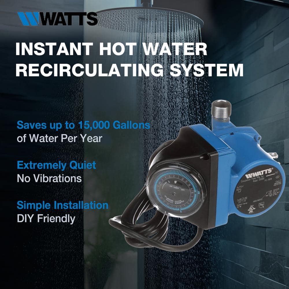 Watts Hot Water Recirculation System, heat H2O, 24 Hr Programmable Timer HWRS-WH