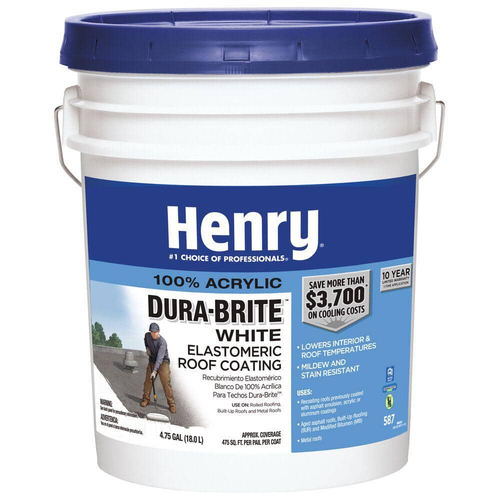 Henry 587 Dura-Brite White 100% Acrylic Elastomeric Reflective Roof Coating 4.75 gal. HE587871