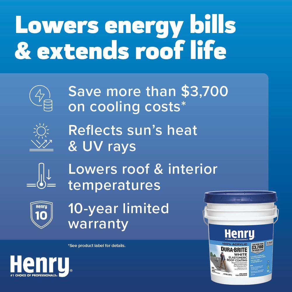 Henry 587 Dura-Brite White 100% Acrylic Elastomeric Reflective Roof Coating 4.75 gal. HE587871