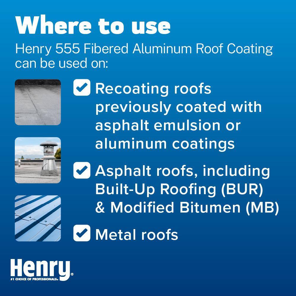 Henry 555 Fibered Aluminum Reflective Roof Coating 4.75 gal. HE555019