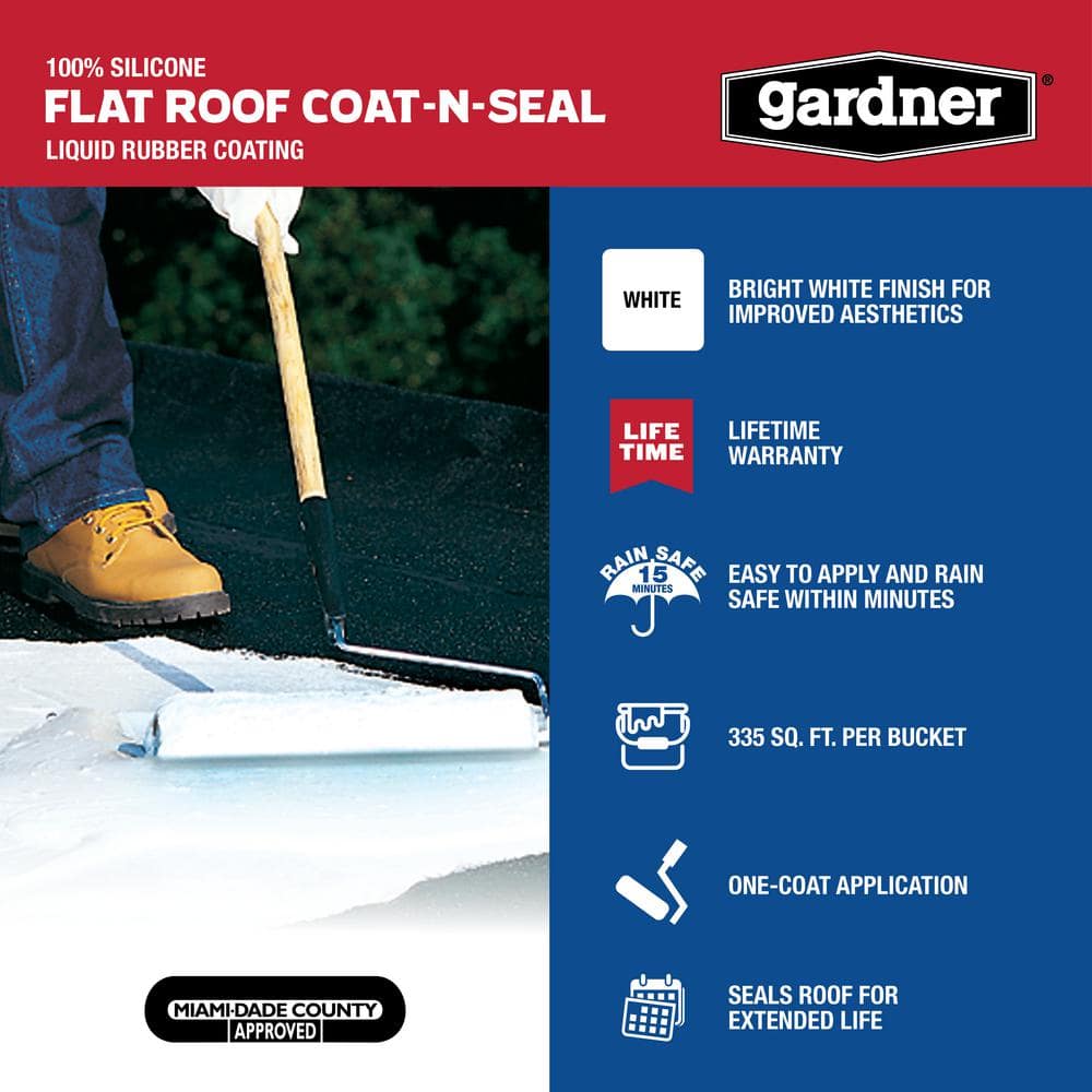 Gardner 4.75 Gal. Flat Roof Coat-n-Seal Liquid Rubber Coating SK-8245