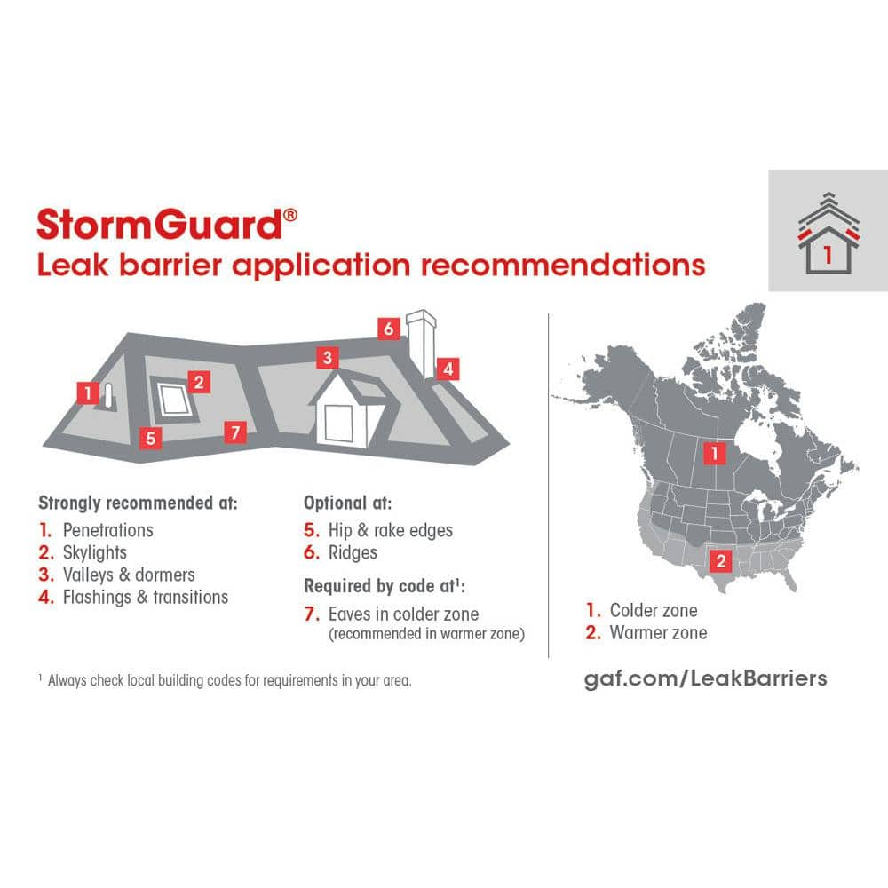 GAF StormGuard 200 sq. ft. Synthetic Patterned-Surface Peel and Stick Roof Leak Barrier Roll 0915000