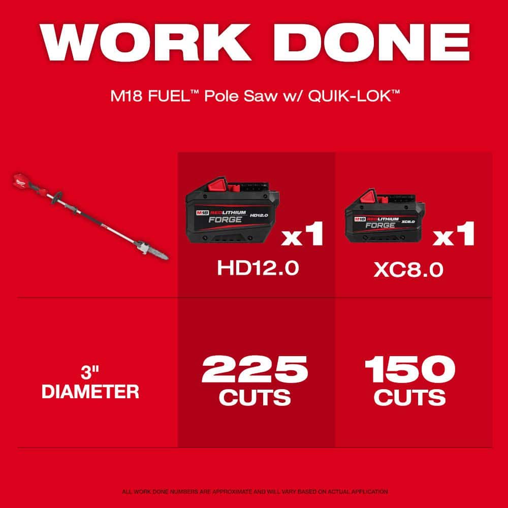Milwaukee M18 FUEL 18V 10 in. Brushless Cordless Battery Powered Pole Saw with QUIK-LOK Attachment Capability (Tool-Only) 3016-20PS