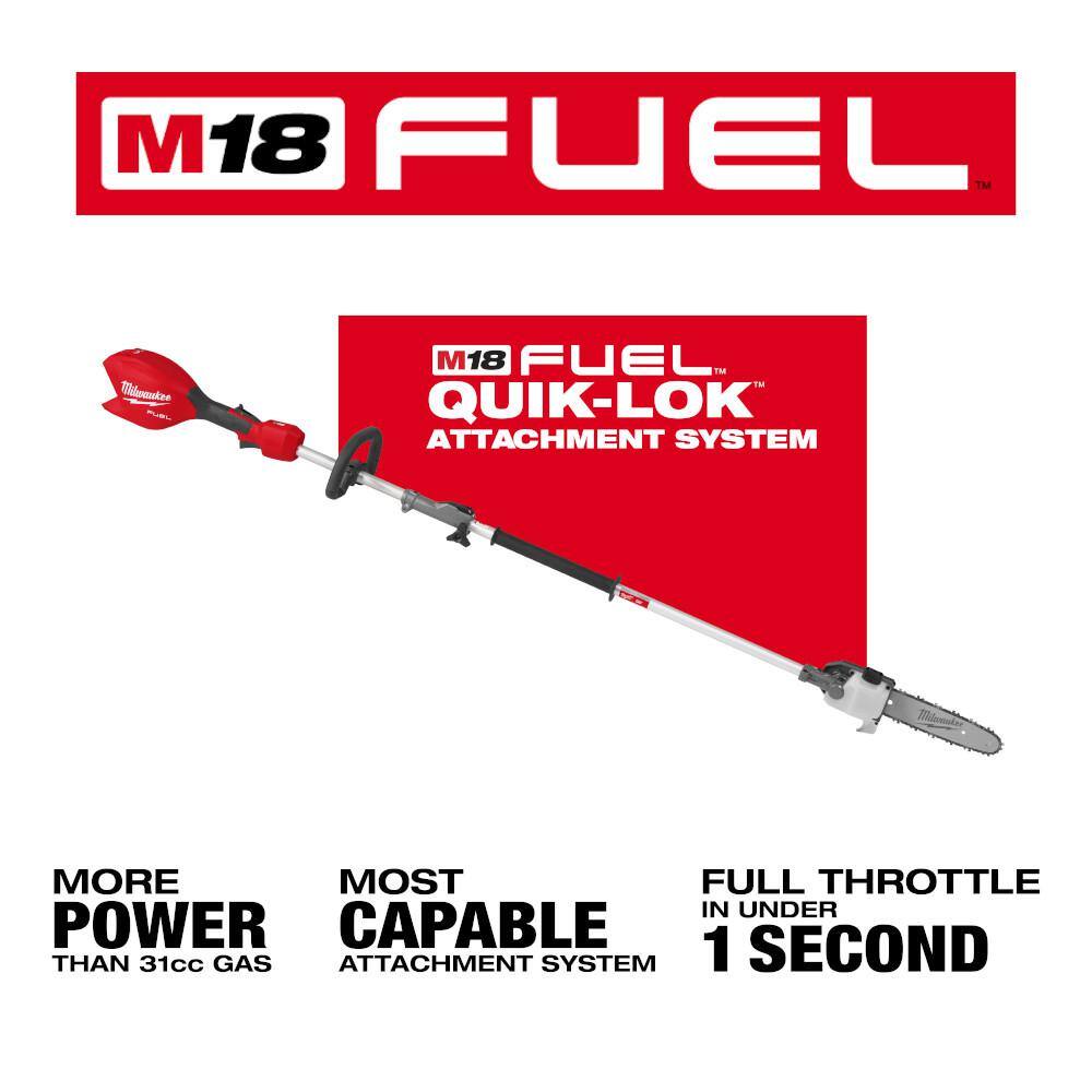 Milwaukee M18 FUEL 18V 10 in. Brushless Cordless Battery Powered Pole Saw with QUIK-LOK Attachment Capability (Tool-Only) 3016-20PS