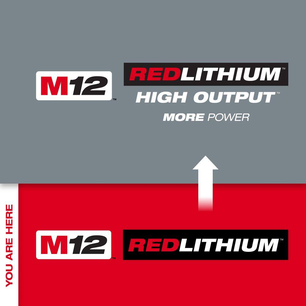 Milwaukee M12 12-Volt Lithium-Ion XC Extended Capacity 3.0 Ah Battery Pack (2-Pack) and M12 XC High Output 5.0 Ah Battery Pack 48-11-2412-48-11-2450