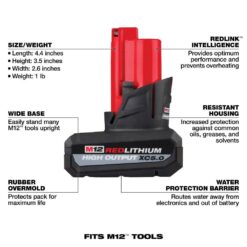 Milwaukee M12 12-Volt Lithium-Ion XC Extended Capacity 3.0 Ah Battery Pack (2-Pack) and M12 XC High Output 5.0 Ah Battery Pack 48-11-2412-48-11-2450