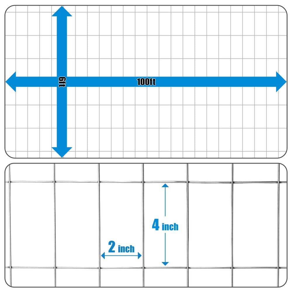 Fencer Wire 6 ft. x 100 ft. 12.5-Gauge Welded Wire Fence with Mesh 2 in. x 4 in. WB125-6X100M24