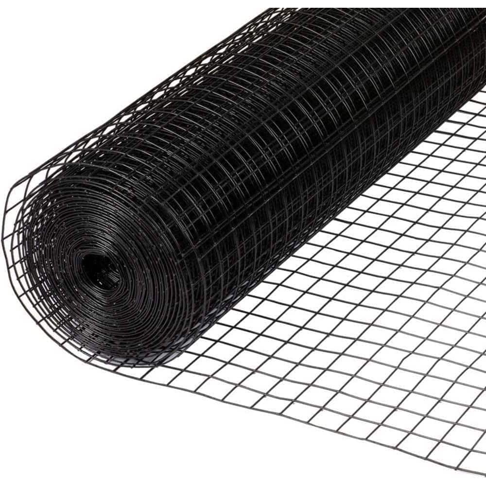 Fencer Wire 4 ft. x 50 ft. 16-Gauge Black PVC Coated Welded Wire Fence with Mesh Size 1/2 in. x 1/2 in. WV16-B4X50MHH