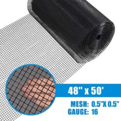 Fencer Wire 4 ft. x 50 ft. 16-Gauge Black PVC Coated Welded Wire Fence with Mesh Size 1/2 in. x 1/2 in. WV16-B4X50MHH