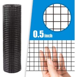 Fencer Wire 4 ft. x 50 ft. 16-Gauge Black PVC Coated Welded Wire Fence with Mesh Size 1/2 in. x 1/2 in. WV16-B4X50MHH