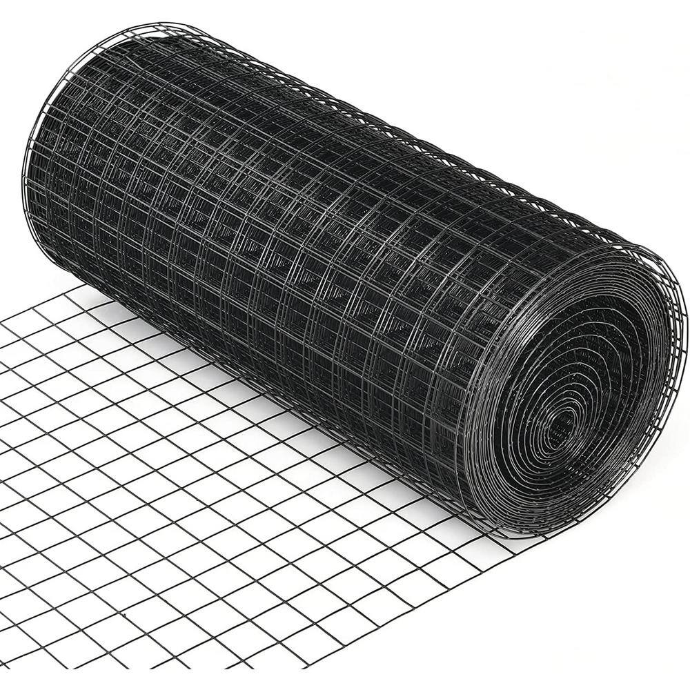 Fencer Wire 4 ft. x 50 ft. 14-Gauge Black PVC Coated Welded Wire Fence with Mesh Size 1 in. x 1 in. WV14-B4X50M11