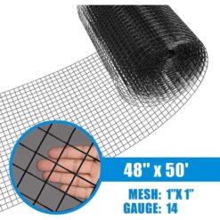 Fencer Wire 4 ft. x 50 ft. 14-Gauge Black PVC Coated Welded Wire Fence with Mesh Size 1 in. x 1 in. WV14-B4X50M11