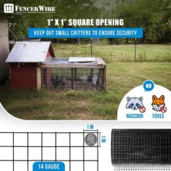 Fencer Wire 4 ft. x 50 ft. 14-Gauge Black PVC Coated Welded Wire Fence with Mesh Size 1 in. x 1 in. WV14-B4X50M11