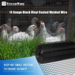 Fencer Wire 4 ft. x 50 ft. 14-Gauge Black PVC Coated Welded Wire Fence with Mesh Size 1 in. x 1 in. WV14-B4X50M11