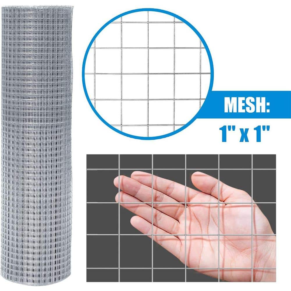 Fencer Wire 4 ft. x 100 ft. 16-Gauge Welded Wire Fence with 1 in. x 1 in. Mesh WB16-4X100M11@HD