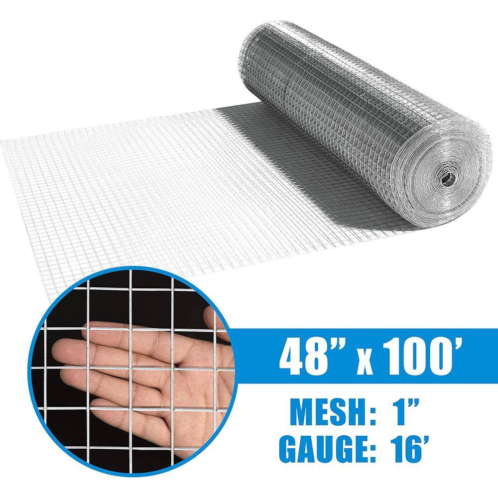 Fencer Wire 4 ft. x 100 ft. 16-Gauge Welded Wire Fence with 1 in. x 1 in. Mesh WB16-4X100M11@HD