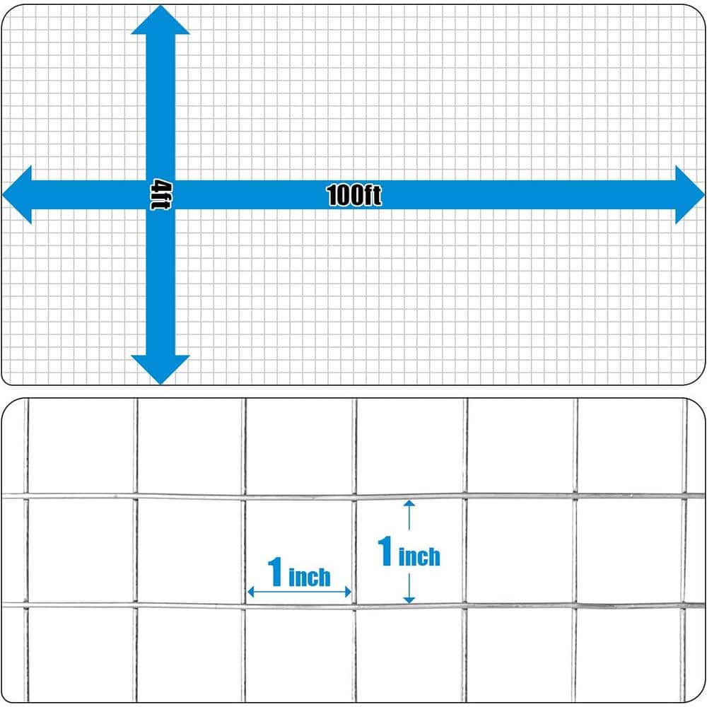 Fencer Wire 4 ft. x 100 ft. 16-Gauge Welded Wire Fence with 1 in. x 1 in. Mesh WB16-4X100M11@HD