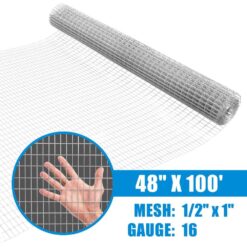 Fencer Wire 4 ft. x 100 ft. 16-Gauge Welded Wire Fence, Mesh Size 1/2 in. x 1 in., Multiple Use Galvanized Welded Wire Roll WB16-4X100MH1