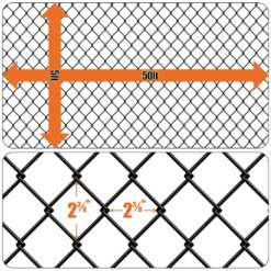 Fencer Wire 5 ft. x 50 ft. Black Vinyl Coated Galvanized Steel 9-Gauge Chain Link Fabric Roll LV9-B5X50M2F38