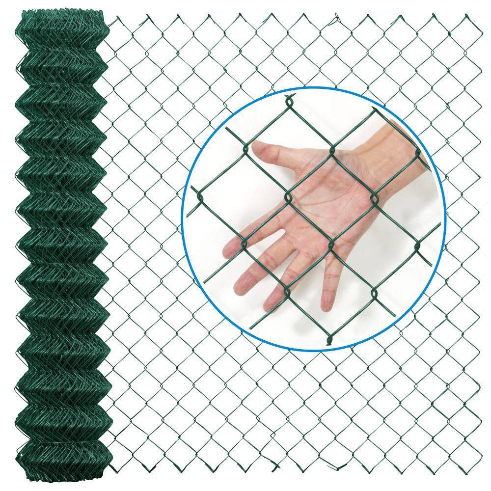 Fencer Wire 6 ft. x 50 ft. Green Vinyl Coated Galvanized Steel 9-Gauge Chain Link Fabric Roll LV9-G6X50M2F38