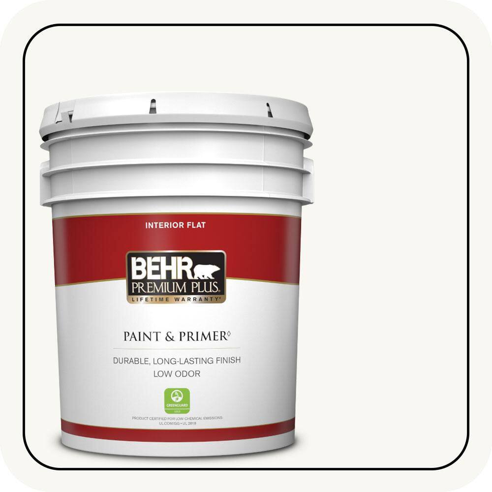 BEHR PREMIUM PLUS 5 gal. Ultra Pure White Flat Low Odor Interior Paint & Primer 105005