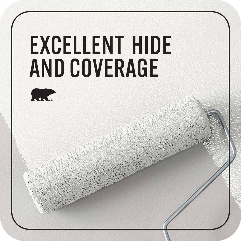 BEHR PREMIUM PLUS 5 gal. Ultra Pure White Hi-Gloss Enamel Interior/Exterior Paint and Primer 815005