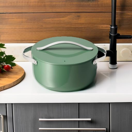 Caraway Nonstick Ceramic Dutch Oven Pot with Lid (6.5 qt, 10.5") - Non Toxic, PTFE & PFOA Free - Sage