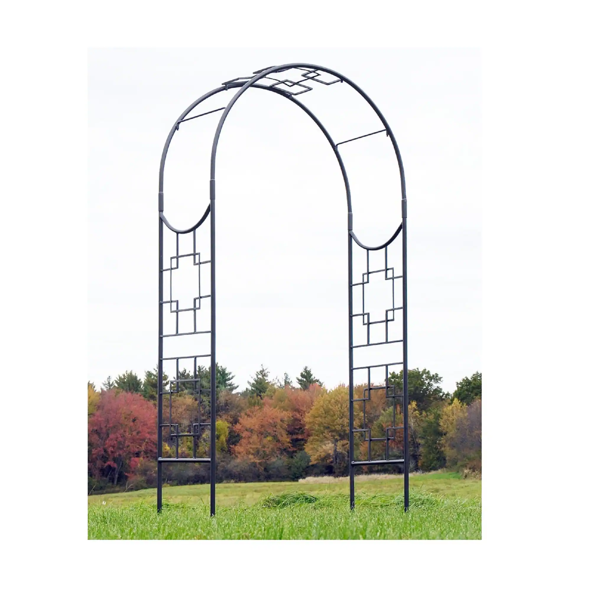 Minuteman International 4.33-ft W x 8.17-ft H Arched Graphite Powder Coated Wrought iron Garden Arbor