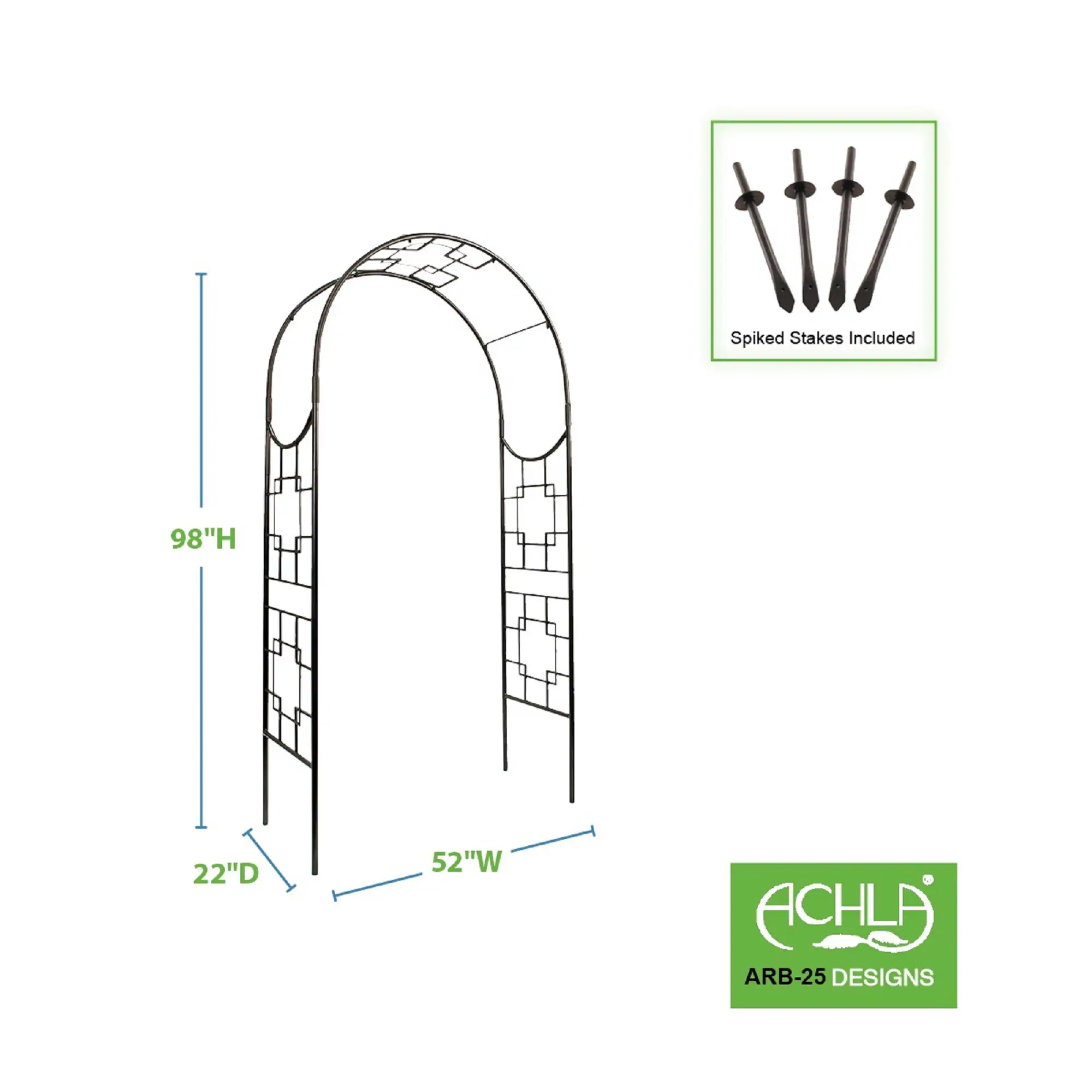 Minuteman International 4.33-ft W x 8.17-ft H Arched Graphite Powder Coated Wrought iron Garden Arbor