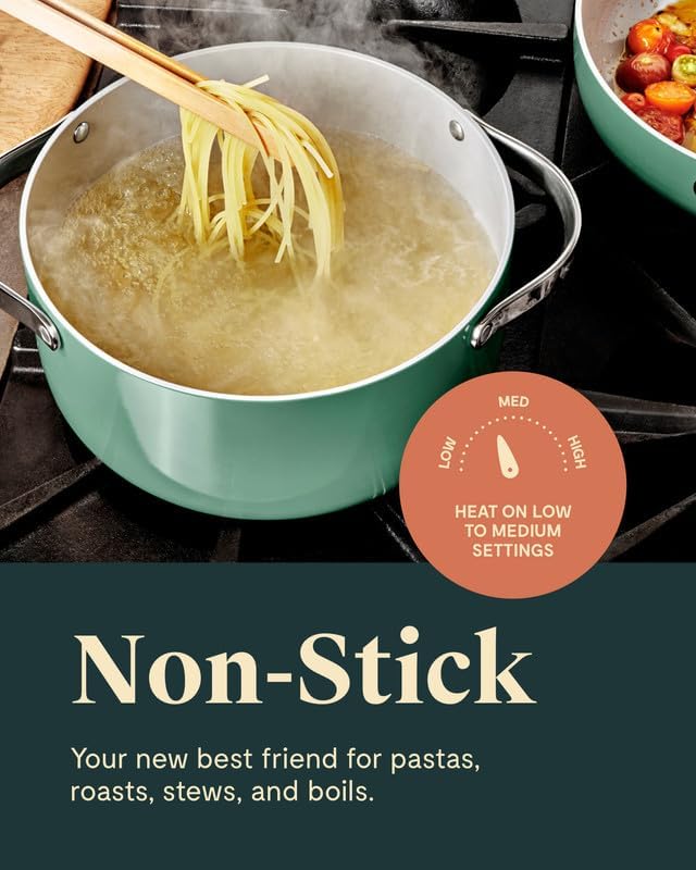 Caraway Nonstick Ceramic Dutch Oven Pot with Lid (6.5 qt, 10.5") - Non Toxic, PTFE & PFOA Free - Sage