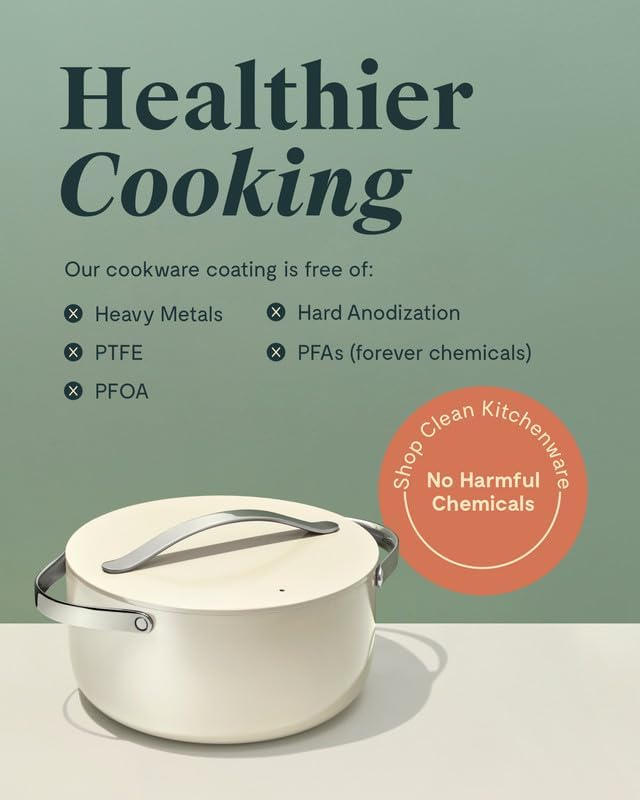 Caraway Nonstick Ceramic Dutch Oven Pot with Lid (6.5 qt, 10.5") - Non Toxic, PTFE & PFOA Free - Sage