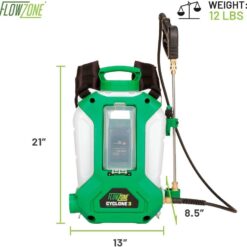 FlowZone Cyclone 3 Battery Powered Backpack Sprayer - Variable-Pressure 5-Position Electric Lawn & Garden Sprayer - 4 Gallon