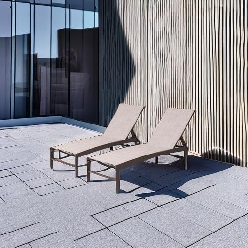 Crestlive Products Lounge Chair Outdoor Set of 2, Aluminum Pool Chaise Lounge Chairs, (Beige)