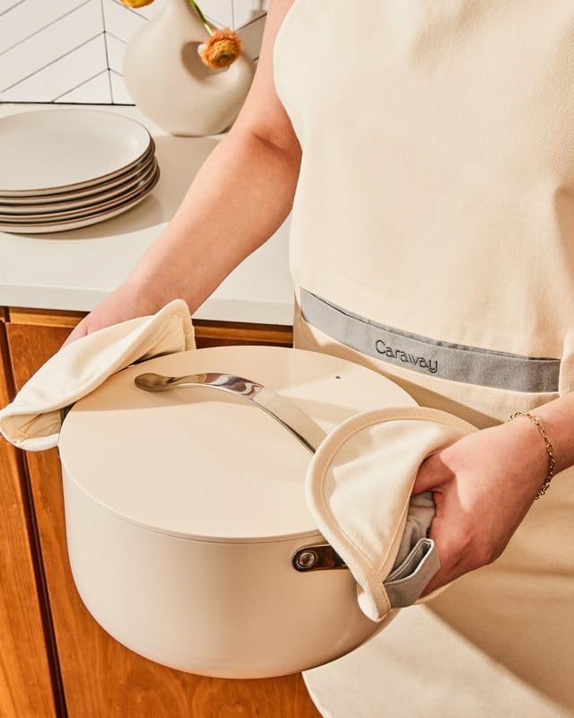 Caraway Nonstick Ceramic Dutch Oven Pot with Lid (6.5 qt, 10.5") - Non Toxic, PTFE & PFOA Free - Perracotta