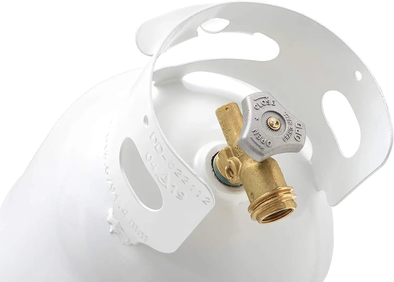 Flame King YSN10LB 10LB Steel Propane Tank Cylinder with Type 1 Overflow Protection Device Valve, for Camping, Fire Pits, Heaters, Grills, Overlanding, White