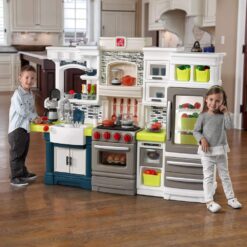 Step2 Elegant Edge Kids Kitchen Playset, Indoor/Outdoor Kitchenette, Interactive Play with Lights and Sounds, Made of Durable Plastic