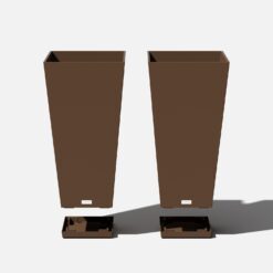 Veradek V-Resin Indoor/Outdoor Taper Planter (Espresso, 30 inch - 2 Pack with 2 Saucer Trays)