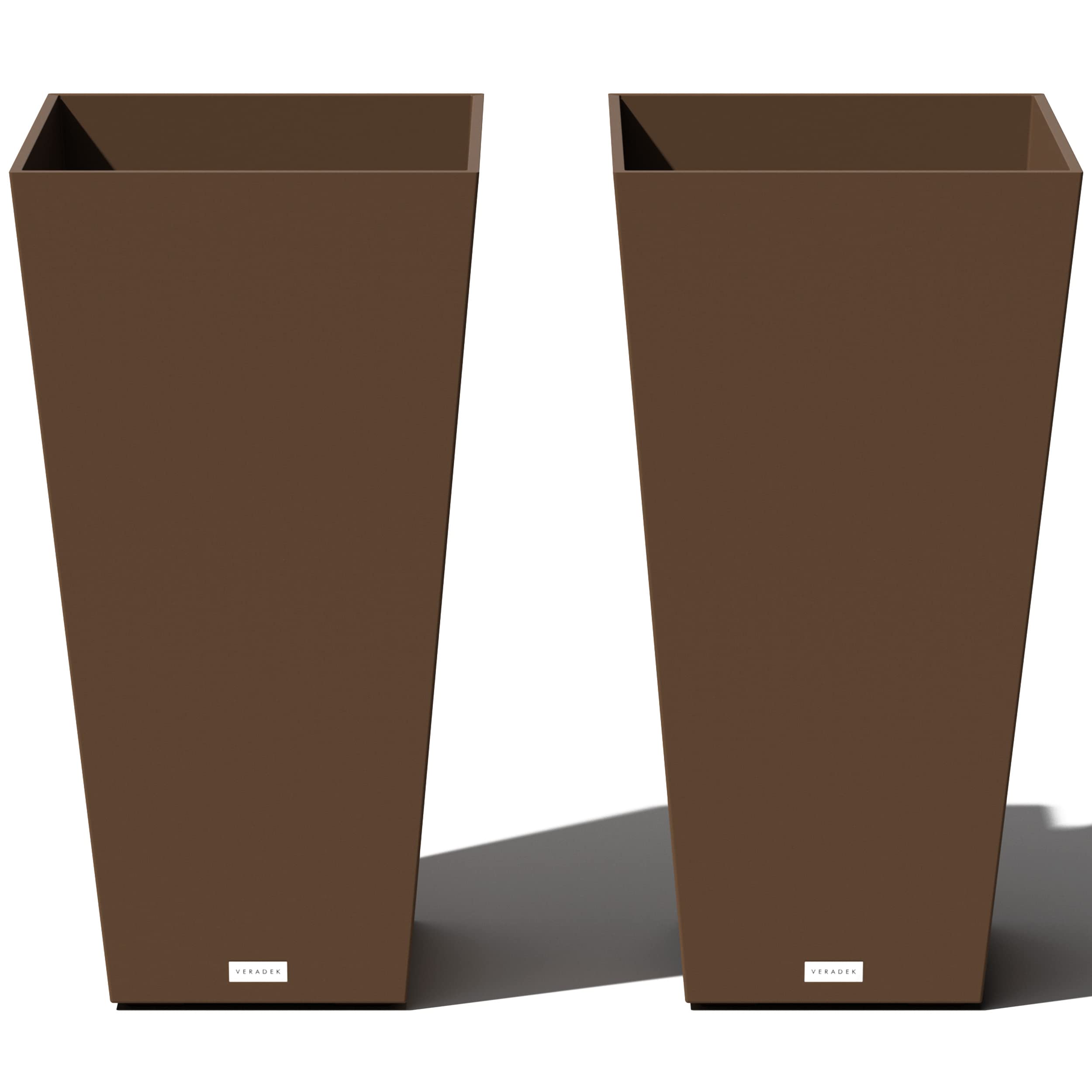 Veradek V-Resin Indoor/Outdoor Taper Planter, Set of 2 (30 inch, Espresso)