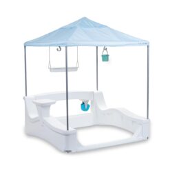 Step2 Vero Kid Cabana, Shaded Poolside Retreat with Water Play and Snack Station, Fade-Resistant, Waterproof, Easy Assembly, White