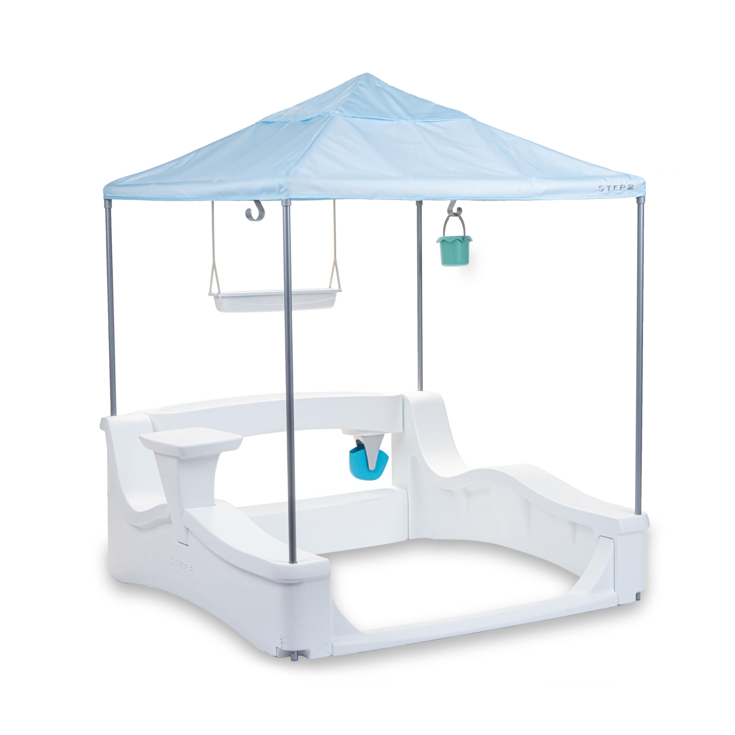 Step2 Vero Kid Cabana, Shaded Poolside Retreat with Water Play and Snack Station, Fade-Resistant, Waterproof, Easy Assembly, White