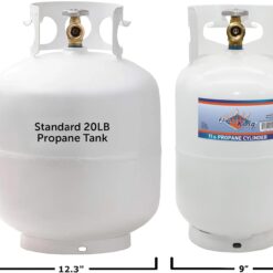Flame King YSN10LB 10LB Steel Propane Tank Cylinder with Type 1 Overflow Protection Device Valve, for Camping, Fire Pits, Heaters, Grills, Overlanding, White