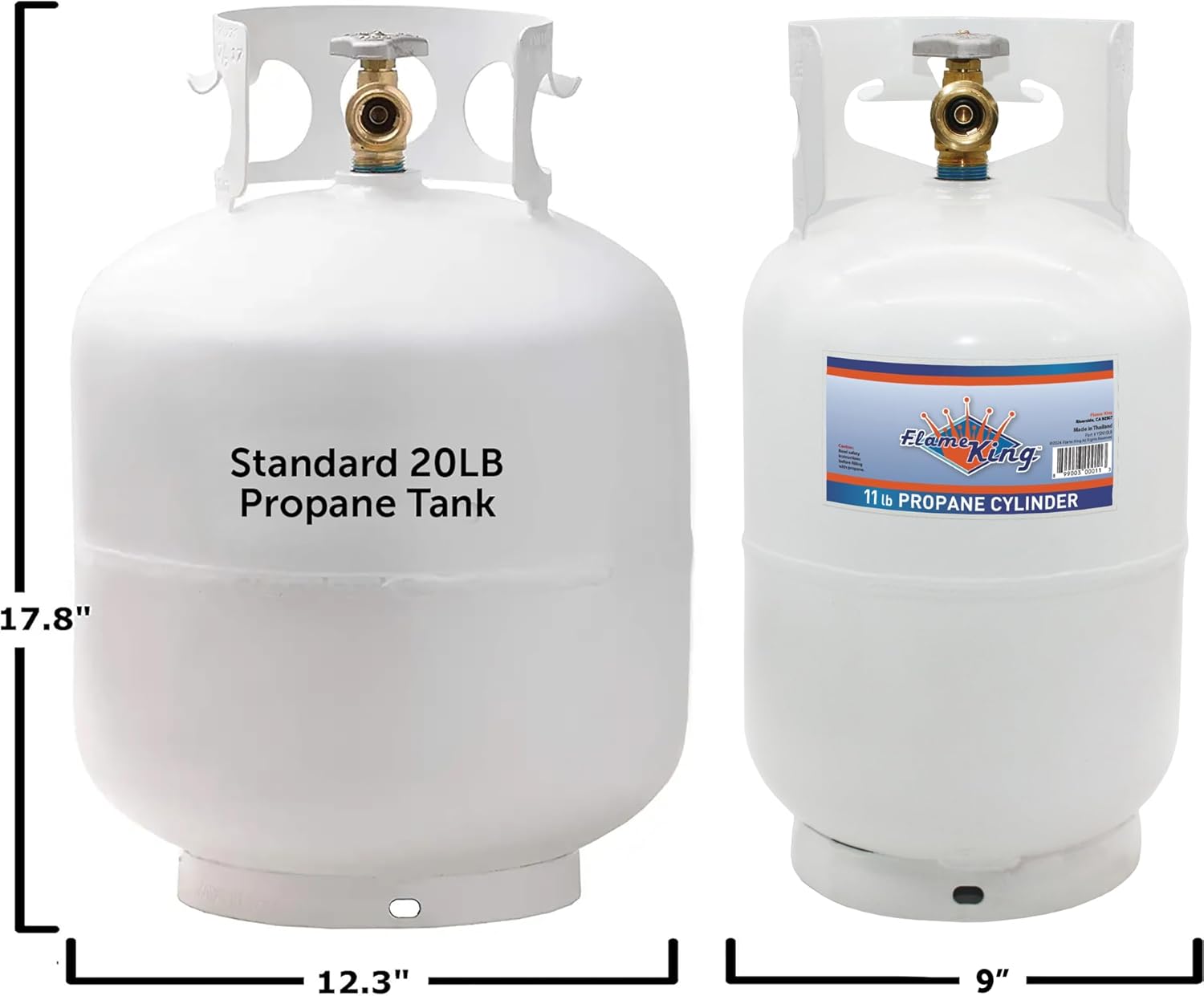 Flame King YSN10LB 10LB Steel Propane Tank Cylinder with Type 1 Overflow Protection Device Valve, for Camping, Fire Pits, Heaters, Grills, Overlanding, White