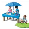 Step2 Cascading Cove Sand and Water Table, Kids Activity Sensory Playset, Comes with Umbrella, Summer Outdoor Toys