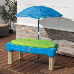 Step2 Cascading Cove Sand and Water Table, Kids Activity Sensory Playset, Comes with Umbrella, Summer Outdoor Toys