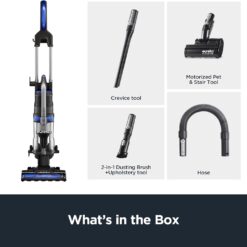 Eureka Pet Upright Vacuum Cleaner for Carpet and Hard Floor, Powerful Bagless Vacuum Cleaner for Home with HEPA Filter and Pet Tool, Blue