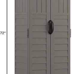 Suncast Outdoor 32.25 in. W x 24.75 in. D x 72 in. H Resin Vertical Tool Shed, Stoney