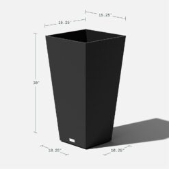 Veradek V-Resin Indoor/Outdoor Taper Planter (Black, 30 inch - 2 Pack with 2 Saucer Trays)